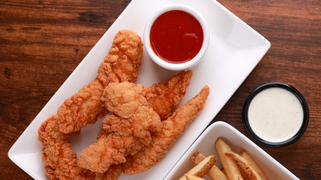 Plain Tenders · 4 Large, crispy fried chicken strips, served with ranch.