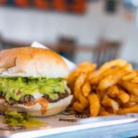 Guac And Roll · For those about the guac, we salute you. Juicy burger topped with fresh guacamole, jalapeños...