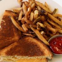 Lil' Grilled Cheese.. · Cheddar, american cheese, brioche, hand-cut fries