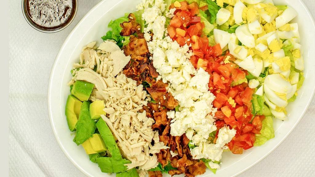 Mediterranean Salad   · Grilled Chicken breast, bacon, hardboiled egg, feta cheese, tomato and avocado piled high on our fresh greens. Served with your choice of dressing.