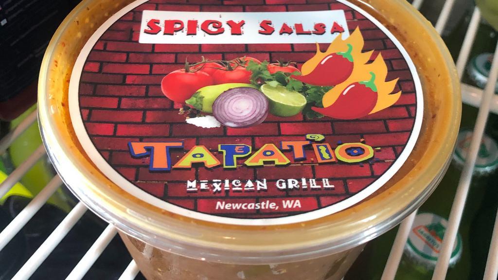  Roasted Tomatillo Habanero Salsa (16 Oz) · Extremely spicy salsa made with arbol chilies, tomatillos, and garlic.