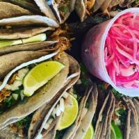 20 Taco Street Tacos · Fresh hand made corn tortillas, filled with barbacoa, chicharron, baja fish, pastor and carn...