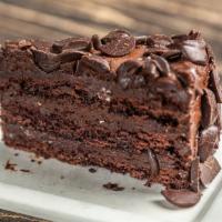 Chocolate Thunder Cake · Rich, dark cake exploding with dark chocolate icing, deep semi-sweet chocolate pieces and du...