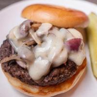 Patty Melt Bagel · Half pound certified Angus beef, Thousand Island, mushrooms, diced grilled onions, and Swiss...