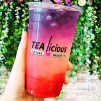 Strawberry Blue Lemonade · House made strawberry puree with our lemonade base and Butterfly blue tea. On Ice Only