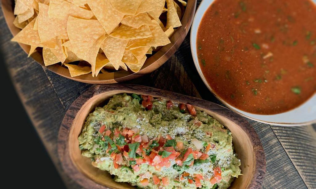 Guacamole Salsa & Chips Platter · For 10 guest. Add protions for 5 or more guest $15.99 Homemade crispy tortilla chips, chunky guacamole and salsa
