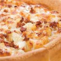 Hawaiian Pizza Large Pizza · 10 slices. Ham, bacon bits, pineapple and mozzarella cheese.
