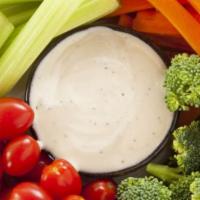 Veggie Cup · Broccoli, tomato, carrots, celery, and your choice of dressing.