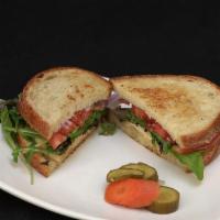 Grilled Chicken Sandwich · Lettuce, tomato, red onion, Dijonnaise, toasted rustic bread or bun, pickle