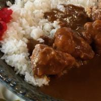Curry Rice · Choice of chicken kara-age, tofu and vegetable, or hamburger patty with house made smooth ve...