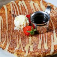 Hh Famous Twisted' Flapjacks · Cinnamon Roll Flapjack Pictured. Served with butter and syrup.