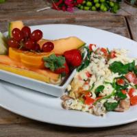 Healthy Start · Egg whites with your choice of three of the following, tomatoes, onions, peppers, mushrooms,...
