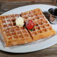 Vanilla Waffle · Served with butter and syrup.