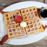Bacon Waffle · Served with butter and syrup.