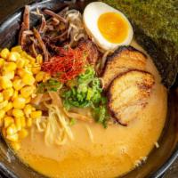 Miso Ramen · Miso flavored ramen. Dried thin red peppers, corn, bean sprouts, fresh green onions, chashu,...