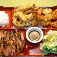 Bento Special · Come with Steamed Rice, Gyoza(3) & Salad and your 2 choice from the 12 items(Below)
