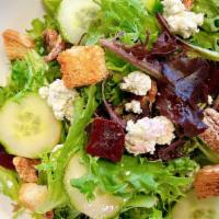 Roasted Beet · Roasted sweet beets, blue cheese, mixed green vegetables, cucumber, house-made croutons, cho...