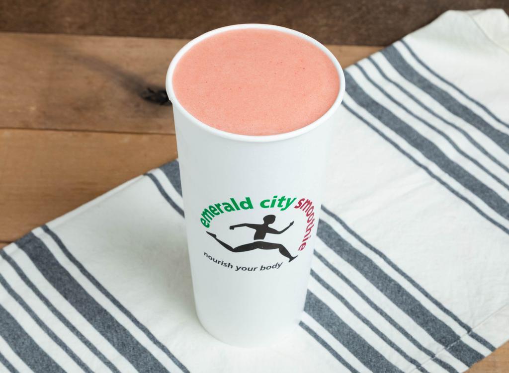 Mango Berry Smoothie · Enjoy tropical goodness anytime of the year. Core ingredients- banana, strawberry, mango, whey protein and multi-vitamin.