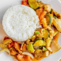 Yummy Sweet & Sour - Seasonal Only · Stir fried tomatoes, cucumbers, onions, bell peppers, pineapple chunks in sweet and sour sau...