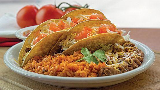 3 Taco Platter · Soft flour or crispy corn tortillas, your choice of meat. Comes with salsa. Served with rice and beans.