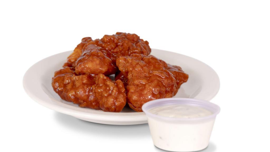 Large Boneless Wings · Traditional (boneless) chicken wings hand tossed in Chipotle Pepper sauce, Traditional Buffalo sauce, or Garlic and Parmesan cheese