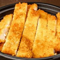 Chicken Katsu · Chicken breast, panko breaded, and deep fried. Served with katsu sauce, salad and steam rice.