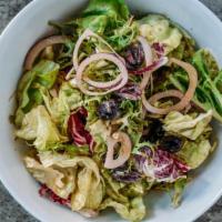 Mixed Green Salad - · Radicchio, Frisee, Arugula, Red Onion, Olives, Sweet Peppers, Balsamic Vinaigrette and Ricot...