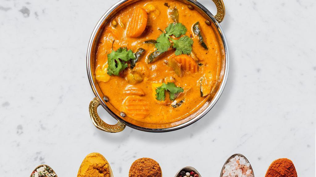 Navrattan Korma · Mix it up with vegetables cooked in delicate fresh spices, tomatoes and onions.
