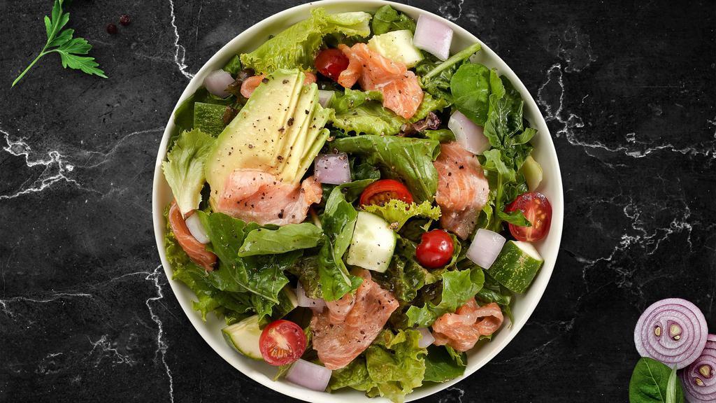 Big Green · mixed greens, tomato, onion, olives, cucumber, parmesan cheese, served with citrus balsamic vinaigrette