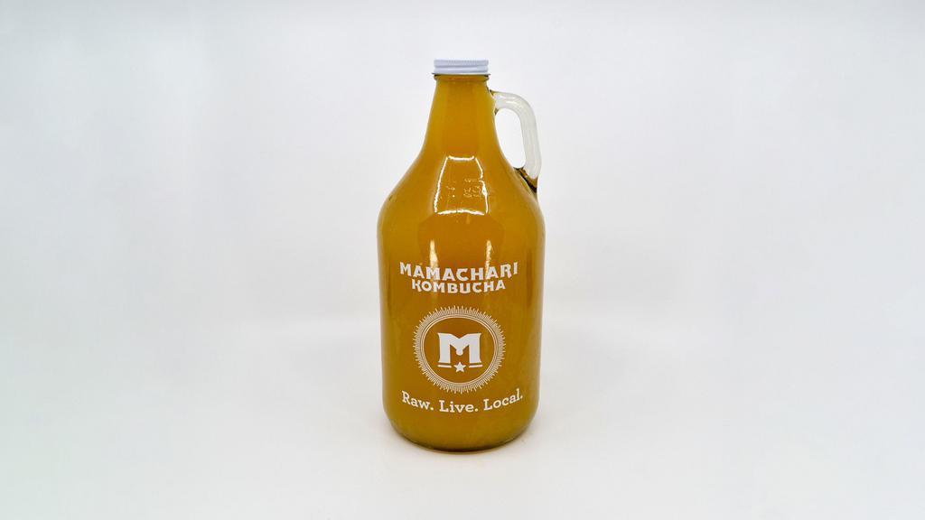 Mamachari Kombucha Growler 64Oz · A freshly tapped 64oz growler of Mamachari's craft kombucha. Mamachari's organic and natural ingredients produce distinct flavor profiles with great aroma, taste and mouth-feel. Includes refillable glass growler.