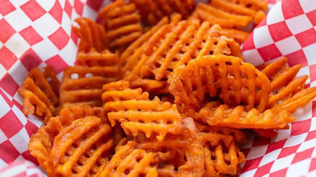 Red Hook Sweet Potato Fries · A flavorful batch of sweet potato waffle fries and dipping sauce