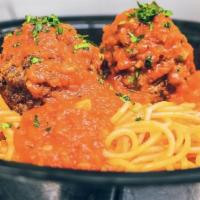 Spaghetti Meatball · Marinara sauce & cheese topped with beef meatballs.
