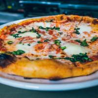Pizza Margherita · Fresh mozzarella, tomato & basil.