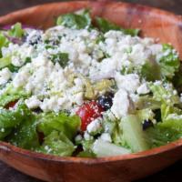 Large Greek Salad · Romaine, olives, pepperoncini, red onion, cucumbers, artichoke, grape tomato, and feta. Your...