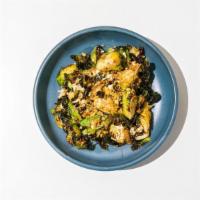 Kanang Pad Khai · brussel sprouts stir fry with eggs, garlic and soy sauce GF