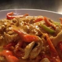 Panang Curry · Bell paper and your choice of meats in a spicy Thai panang curry chilli sauce with coconut m...