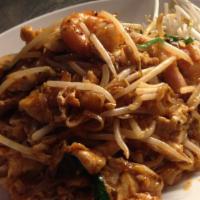 Pad-Thai Noodle · Stir fried rice noodles with scrambled egg, tofu, bean sprouts, green onion and crushed pean...