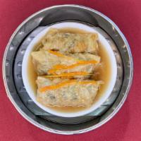 Bean Curd Sheet Roll In Oyster Sauce(3Pcs)腐皮卷 · Bean curd sheet wrapped around ground pork, bamboo shoots in oyster sauce, 
soft tender and ...