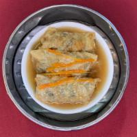 Bean Curd Sheet Roll In Oyster Sauce(3Pcs)腐皮卷 · Bean curd sheet wrapped around ground pork, bamboo shoots in oyster sauce, 
soft tender and ...