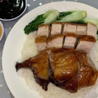 Roast Pork And Roast Duck/Bbq Pork Over Rice(Choice Of Two Bbq Meat) 燒臘雙拼飯13.99 · Mekong homemade signature roast duck，roast pork or BBQ pork with steam white rice and tender...