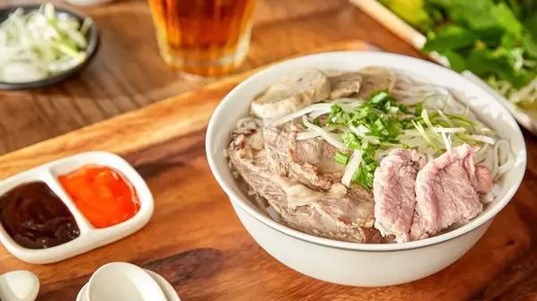 Pho Beef · Beef noodle soup with your choice of steak, brisket, tendon, tripe or meatball. (mix and match up to three items).
