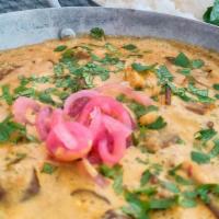 Cambodian Salor Kari Sap Curry · Roasted Eggplant Simmered in a Rich Coconut Curry infused with Thai Chili, Lemongrass, Turme...