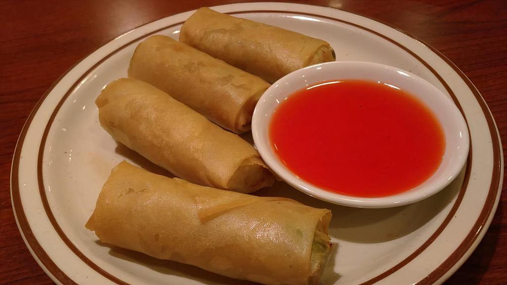 Egg Rolls (4 Pieces) · Vegetarian. Favorite. Vegetarian style with ground carrots, bean thread, mushrooms and cabbage.