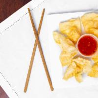 Crab Cheese Wonton (6) · No MSG added. Gluten-free. Crabmeat mixed w/ cream cheese wrapped w/ wonton skin & deep-fried.