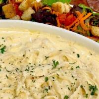 (T) Family Meal Fettuccine Alfredo For Four · Our classic Alfredo sauce, served over fresh fettuccine aand topped with Pecorino Romano.