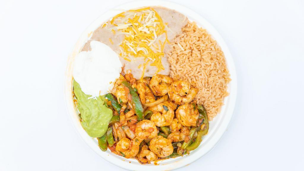 #17 Shrimp Fajitas · Include your choice (4) corn or (2) flour tortillas.