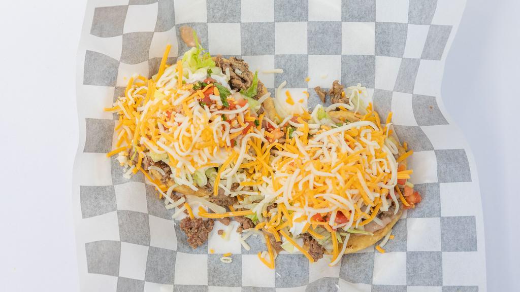 2 Sopes · 2 Sopes with your choice of meat, with beans, lettuce, sour cream, pico de gallo, and cheese.

Meat Choice Applies to both Sopes thank you.