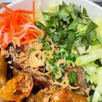 Vermicelli Noodles With Grilled Pork & Eggrolls · Bun thit nuong and cha gio.