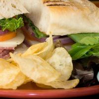 Salami Sandwich · Mayo, balsamic vinegar, provolone, tomato, onions, lettuce.