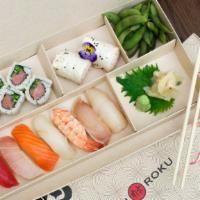 The Deluxe Sushi Fix · 7 pc nigiri (tuna, yellowtail, salmon, albacore, scallop, shrimp, sea bream), toro jalapeno ...